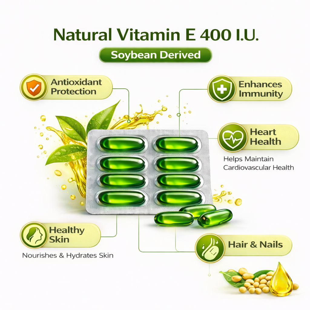 Vitamin E 400 I.U. Softgel Capsules – Natural Antioxidant Support