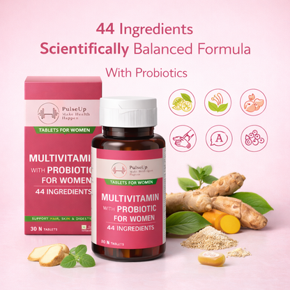 PulseUp Multivitamin with Probiotic for Women – 44 Ingredients for Daily Wellness