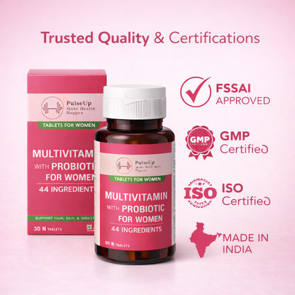 PulseUp Multivitamin with Probiotic for Women – 44 Ingredients for Daily Wellness