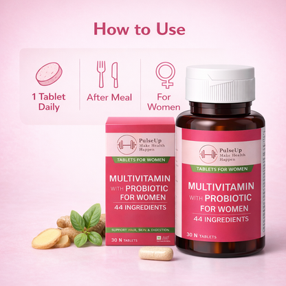 PulseUp Multivitamin with Probiotic for Women – 44 Ingredients for Daily Wellness