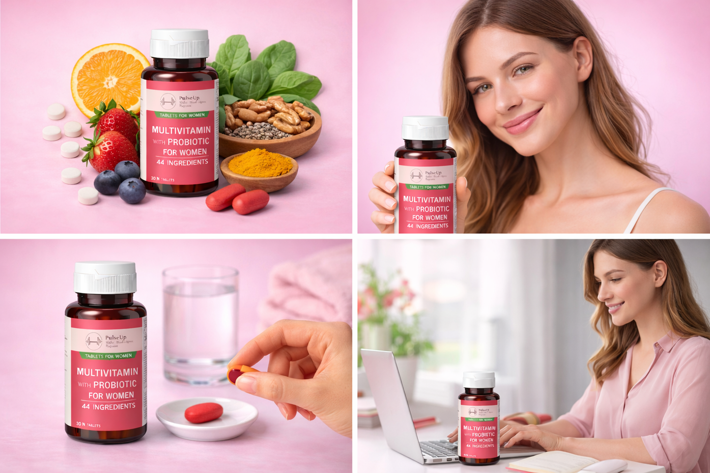 PulseUp Multivitamin with Probiotic for Women – 44 Ingredients for Daily Wellness