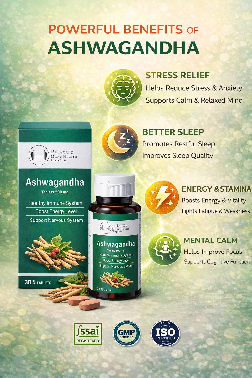 PulseUp Ashwagandha – Natural Strength Booster